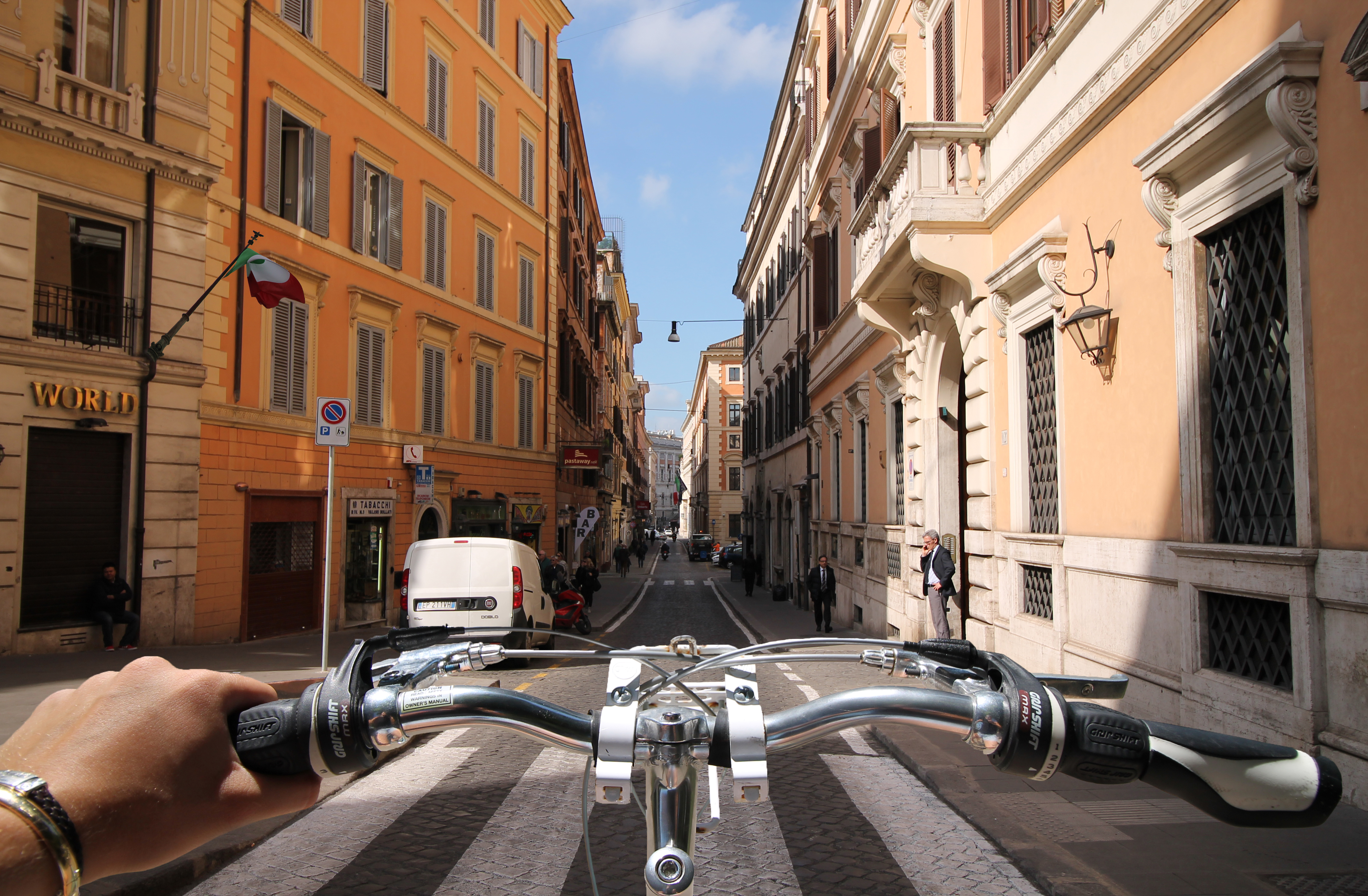 Photoshopped image of bike handlebars in Rome