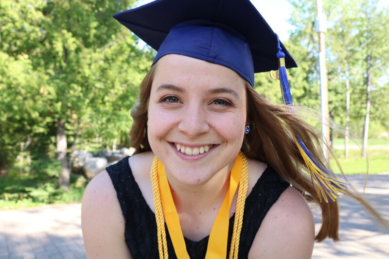 Sam Farley in graduation cap